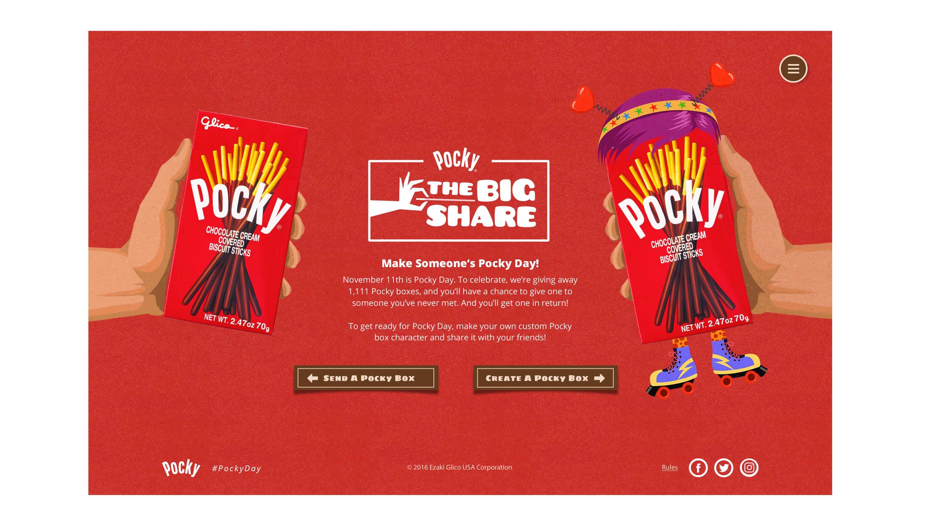 Desktop home page design for Pocky day microsite