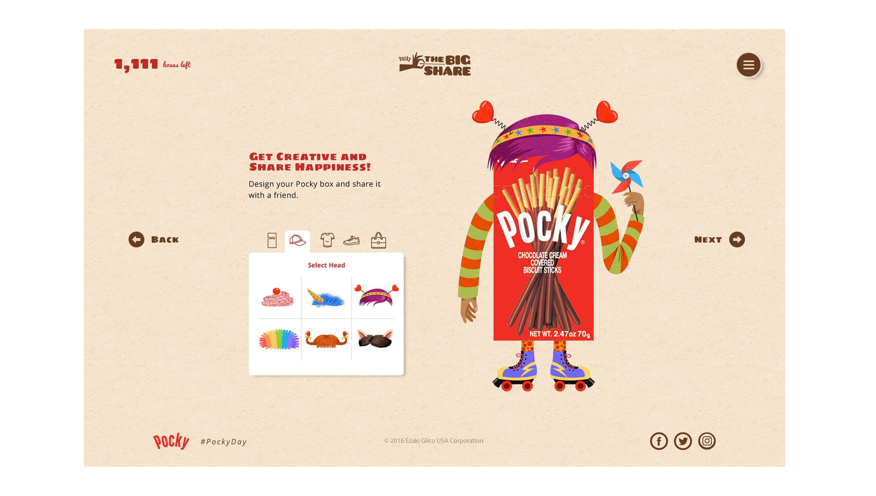 Desktop build a Pocky charcter page design