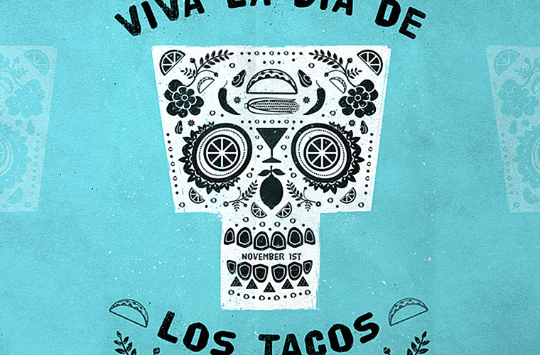 Illustration of taco themed sugar skull