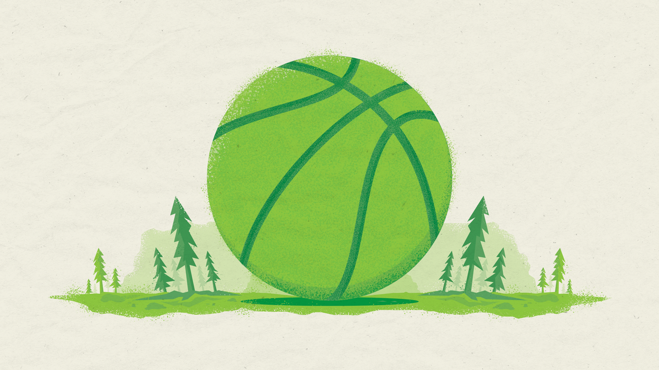 Illustration of basketball for basketball science flyer