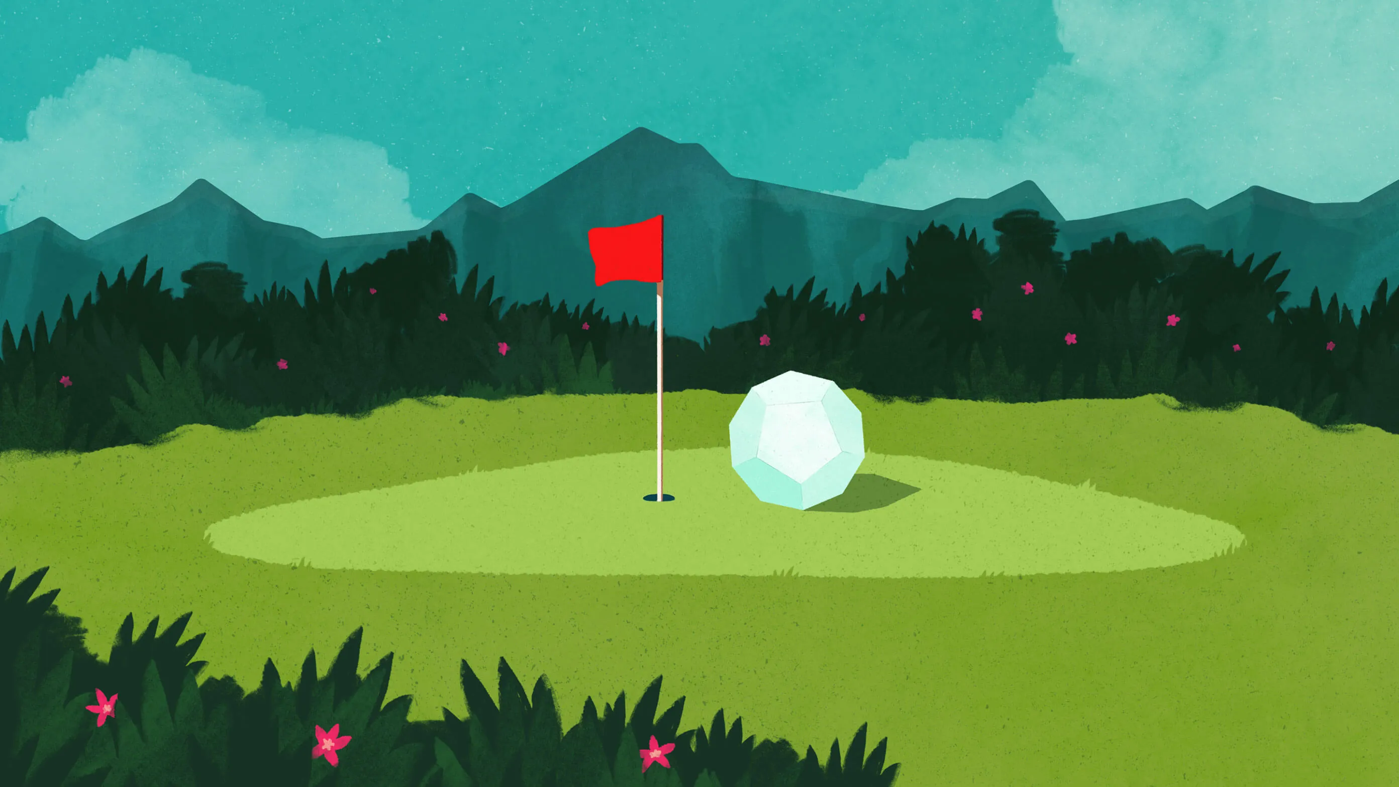 Cover illustration: flag, green, and a dodecahedron ball