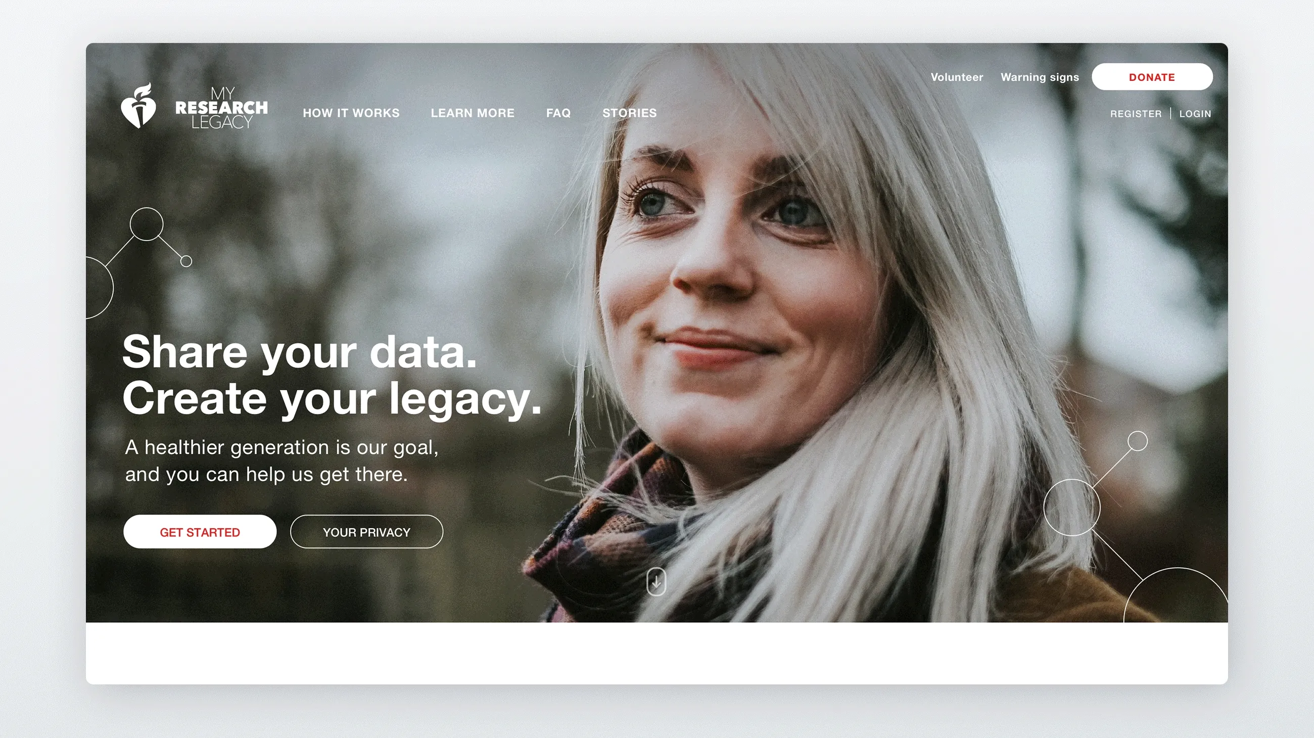Landing page on desktop