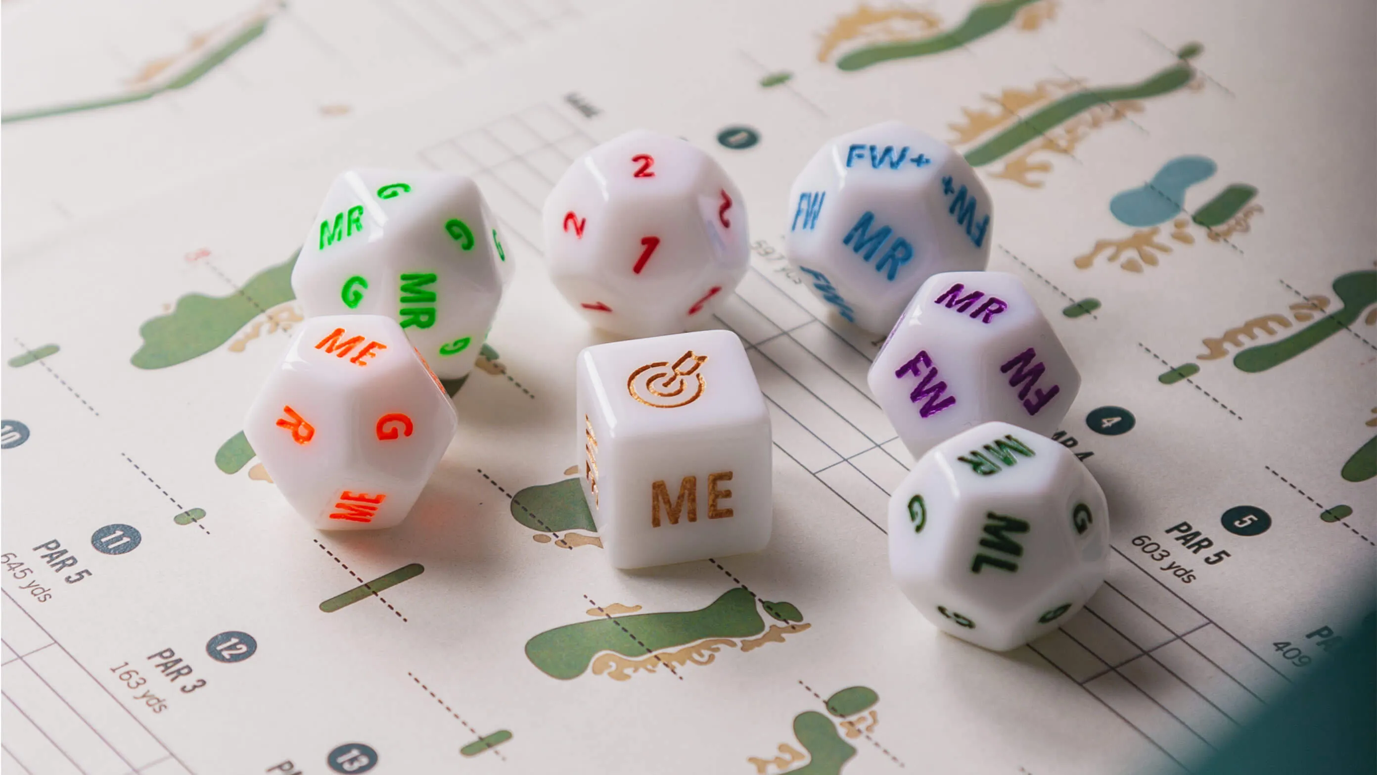 Dice rolled across a scorecard