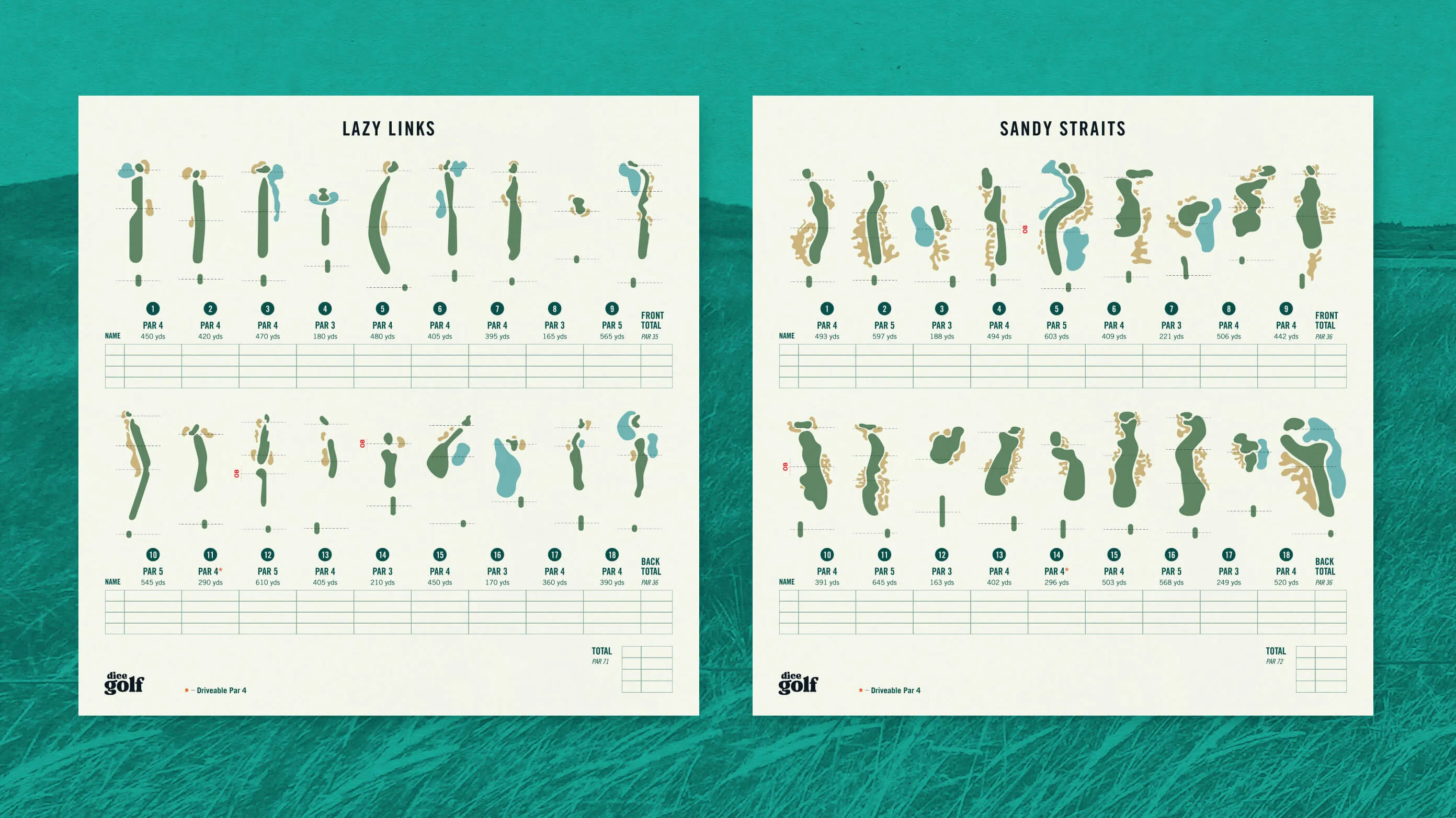 Lazy Links and Sandy Straits scorecards